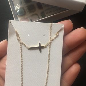 Dainty sideways cross necklace